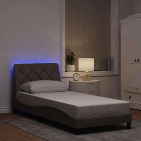 vidaXL Σκελετός Κρεβατιού με LED Χωρίς Στρώμα Taupe 90x190 εκ.