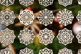 Intra απο ξύλο plywood 3mm-4mm πάχος Χριστουγεννιάτικο οκταγωνικό σουβέρ με νιφάδες χιονιού Δίασταση 30x20 cm INTRAFABR-76960086