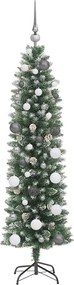 vidaXL Τεχνητό Λεπτό Χριστουγεννιάτικο Δέντρο Πράσινο και Λευκό 150 cm