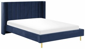 Κρεβάτι Berwyn 599, Διπλό, Μπλε, 160x200, Ταπισερί, Τάβλες για Κρεβάτι, 185x222x115cm, 61 kg | Epipla1.gr