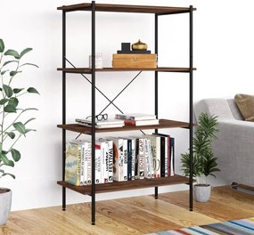 vidaXL Ραφιέρα 4 Επιπέδων Μαύρη και Φυσικό 80 x 40 x 130 εκ.