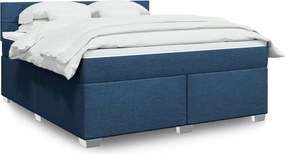 vidaXL Κρεβάτι Boxspring με Στρώμα Μπλε 180x200 εκ. Υφασμάτινο