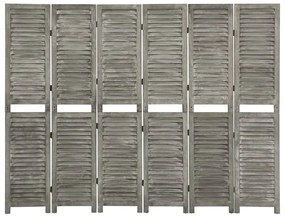 vidaXL Διαχωριστικό Δωματίου με 6 Πάνελ Γκρι 214 x 166 εκ. Μασίφ Ξύλο