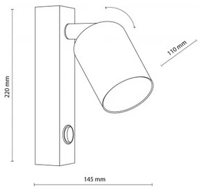 Απλίκα Φωτιστικό Τοίχου GU10 10W IP20 Top TK Lighting 4872 Καφέ