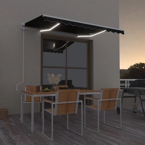 vidaXL Ηλεκτρική τέντα με LED και αισθητήρα 3 x 2,5 m Ανθρακί