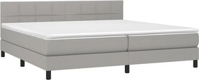vidaXL Κρεβάτι Boxspring με Στρώμα &amp; LED Αν.Γκρι 200x200εκ. Υφασμάτινο