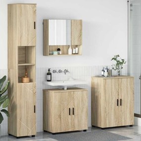 vidaXL Σετ Επίπλων Μπάνιου με πόρτα 4 pcs Sonoma Δρυς 61 x 35 x 64 εκ.