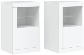 vidaXL Ντουλάπια Βοηθητικά με Φώτα LED 2 τεμ. Λευκά από Επεξεργ. Ξύλο
