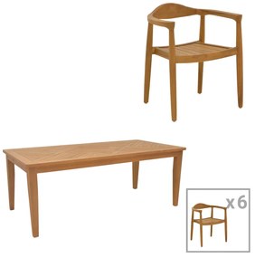 Intrahome Τραπεζαρία σετ 7τεμ. Ganny-Mady Intrahome teak ξύλο σε φυσική απόχρωση 200x100x75εκ | SKU: INTRAPA-451111146