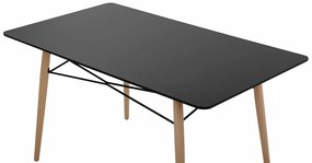 Τραπέζι Berwyn 1176, Μαύρο, Ανοιχτό χρώμα ξύλου, 75x80x140cm, 24 kg, Ινοσανίδες μέσης πυκνότητας, Ξύλο, Ξύλο: Οξιά | Epipla1.gr