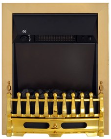 HOMCOM Ηλεκτρικό τζάκι με θέρμανση, ηλεκτρικό τζάκι με εφέ φλόγας LED, 1000/2000W διακοσμητικό τζάκι, ηλεκτρικό τζάκι φωτιάς σόμπα τζακιού, Χρυσό