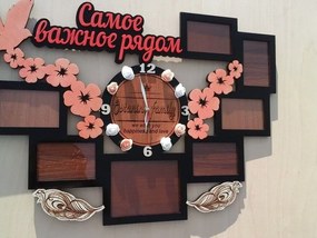 Intra απο ξύλο plywood 3mm-4mm πάχος – Εξατομικευμένη οικογενειακή κορνίζα με ρολόι 50x60 cm INTRAVECTRY-MY543124