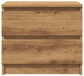 Κομοδίνο Αρτισιανή Δρυς 50x40x43.5 εκ. από Επεξεργασμένο Ξύλο - Καφέ