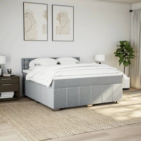 vidaXL Κρεβάτι Boxspring με Στρώμα Ανοιχτό Γκρι 180x200 εκ. Υφασμάτινο