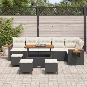 vidaXL Σετ Καναπέ Κήπου 10 pcs Μαύρο συνθετικό ρατάν