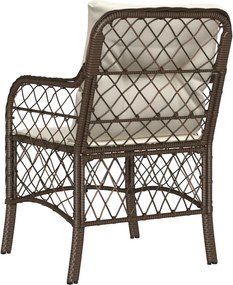 vidaXL Καρέκλες Κήπου 2 τεμ. Καφέ από Συνθετικό Ρατάν με Μαξιλάρια