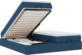 vidaXL Οθωμανικό κρεβάτι με στρώματα μπλε 200x200cm ύφασμα