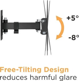 POWERTECH επιτοίχια βάση τηλεόρασης PT-1128, 23-43", έως 30kg, full motion