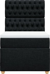 vidaXL Κρεβάτι Boxspring με Στρώμα Μαύρο 90x200 εκ. Υφασμάτινο