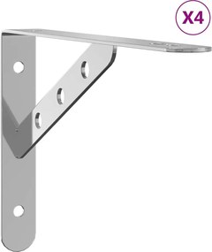 vidaXL Στηρίγματα Ραφιών 4 Τεμ. Ασημί 23,5x2,5x15,5 Ανοξείδωτο Ατσάλι