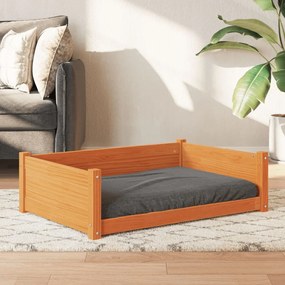 vidaXL Κρεβάτι Σκύλου Καφέ Κεριού 95,5x65,5x28 εκ. Μασίφ Ξύλο Πεύκου