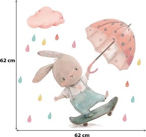 Παιδικά Αυτοκόλλητα Τοίχου Sipo Bunny On Skateboard SIP-WS63038