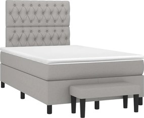 vidaXL Κρεβάτι Boxspring με Στρώμα Ανοιχτό Γκρι 120x200 εκ. Υφασμάτινο