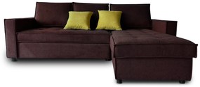 Γωνιακός καναπές-κρεβάτι Lorenzo με αποθηκευτικό χώρο, σκούρο καφέ 235x90x165cm Δεξιά γωνία - VAS4589