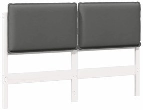 vidaXL Ταπετσαρισμένο κεφαλάρι Λευκό και Ανοιχτό Γκρι 140 cm