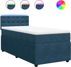 vidaXL Κρεβάτι Boxspring με Στρώμα Μπλε 100x200 εκ. Βελούδινο