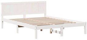 vidaXL Σκελετός Κρεβατιού Λευκό 140 x 200 cm Μασίφ ξύλο πεύκου