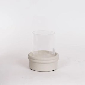 Κηροπήγιο Κεραμικό-Γυάλινο Μπεζ-Διάφανο 13,5x13,5x15εκ. ESTHETI 819-00517