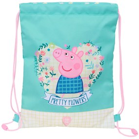 Σχολική Τσάντα με Σχοινιά Peppa Pig Pretty flowers Κίτρινο Μέντα 26 x 34 x 1 cm