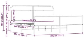 Σκελετός Κρεβ. Χωρίς Στρώμα Sonoma Δρυς 200x200 εκ. Μεταλλικό - Καφέ