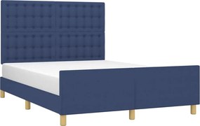 vidaXL Σκελετός Κρεβατιού Χωρίς Στρώμα Μπλε 140x200 εκ.Υφασμάτινο