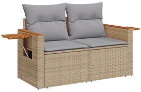 vidaXL 9 Τμήμα Σαλονιού Κήπου με Μαξιλάρια Μπεζ Poly Rattan Acacia