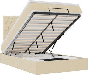 vidaXL Οθωμανικό κρεβάτι με στρώμα &amp; LEDs Cream 120x200cm ύφασμα