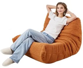 VEVOR L-Shaped Bean Bag Chair with Soft Armrests and Storage Pocket Brown