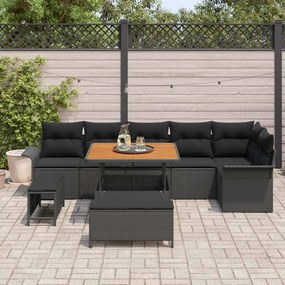 vidaXL Σετ Καναπέ Κήπου 9 pcs Μαύρο συνθετικό ρατάν
