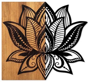 Διακοσμητικό Τοίχου Lotus 899SKL2403 58x59cm Walnut-Black Wallity Metal,Wood