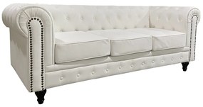 Καναπές Τριθέσιος ArteLibre AVERY Λευκό PU 208x90x73cm