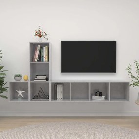 vidaXL Έπιπλο Τηλεόρασης 3 Τεμαχίων Γκρι Σκυροδέματος από Μοριοσανίδα