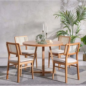Τραπεζαρία Puffy (Σετ 5Τμχ) 117FRF1510 100x100x75cm Natural 4 Θέσεων Mdf, Wood