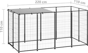 vidaXL Σπιτάκι Σκύλου Μαύρο 2,42 m² Ατσάλινο