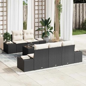 vidaXL Σετ Καναπέ Κήπου 6 pcs Μαύρο Πολυ ράταν