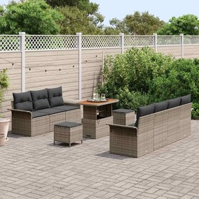 vidaXL Σετ Καναπέ Κήπου Ρυθμιζόμενο ύψος 10 pcs Γκρι συνθετικό ρατάν