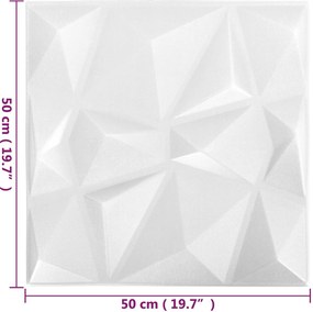 vidaXL Πάνελ τοίχου 12 pcs Οριγκάμι Άσπρο 50 x 50 cm Φελιζόλ XPS