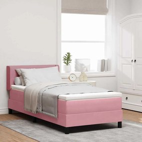 Κρεβάτι Box Spring με Στρώμα vidaXL Ροζ 80x200 εκ. Βελούδο