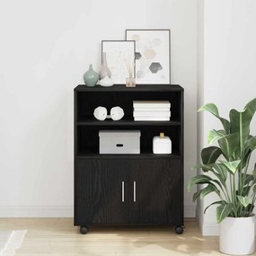 vidaXL Ντουλαπιού Μαύρη Οξυά 60 x 48 x 74.5 εκ Με ρόδες