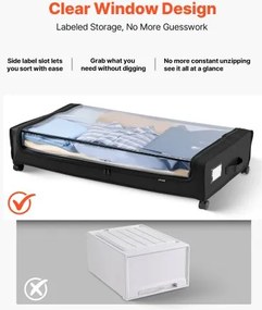 VEVOR Under Bed Storage with Wheels 30.3x18.5x6.8 In Rolling Storage Bags 2 Pack